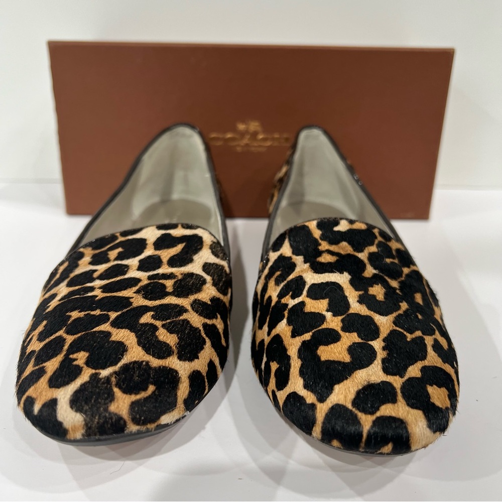 Coach NWT Q6161 Cambridge Haircalf Leopard Print Women's Flats Loafers 7 NWT - Picture 3 of 12